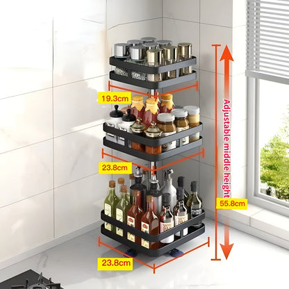 Floroux Étagère à épices pivotante à 360° | Étagère de cuisine multifonctionnelle | Gain de place & Moderne