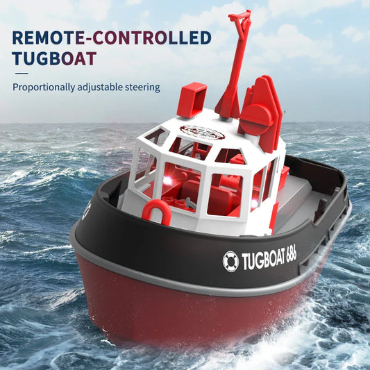 Bateau de remorquage RC puissant à double moteur - Modèle 1:72 bateau télécommandé électrique pour garçons, plaisir sans fil