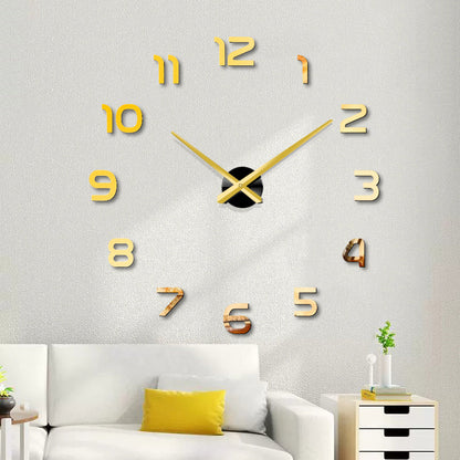 Tijdmeester Mode 3D Grande Horloge Mur Autocollant Miroir