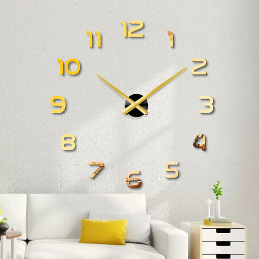 Tijdmeester Mode 3D Grande Horloge Mur Autocollant Miroir