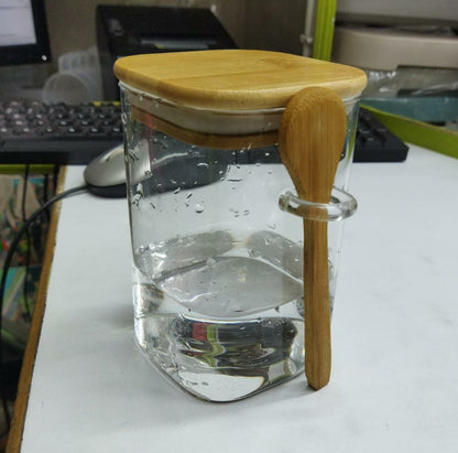Bocal en verre de 500Ml avec couvercle en bambou