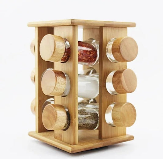 12Pcs Étagère à épices en bambou