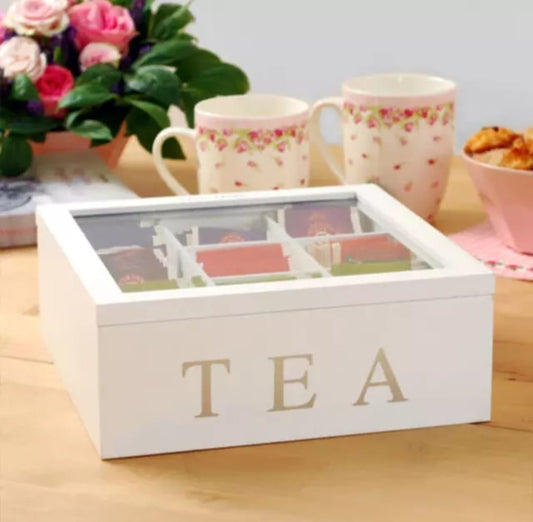 Organisateur de sachets de thé en bambou blanc