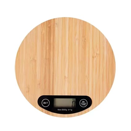 Balance ronde de cuisine en bambou LED