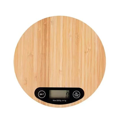 Balance ronde de cuisine en bambou LED