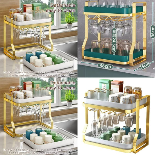 Râtelier de séchage à 2 niveaux avec bac de récupération