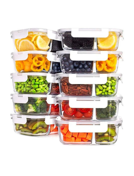 Contenants de stockage alimentaires en verre compartimentés
