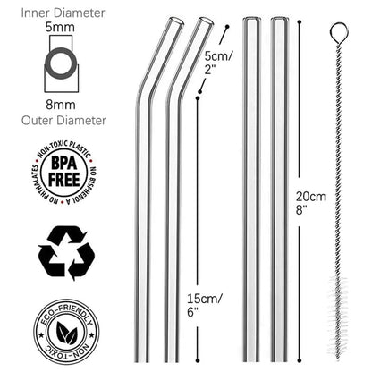 4Pcs Pailles en Verre Réutilisables
