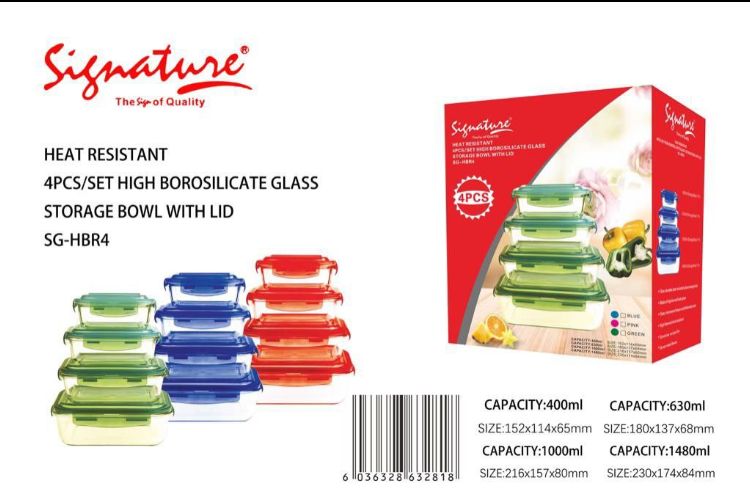 4Pc Récipients de stockage en verre borosilicaté