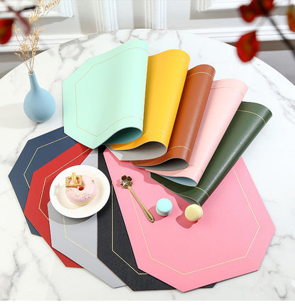 6pcs Sets de dessous de verre en cuir PU double face