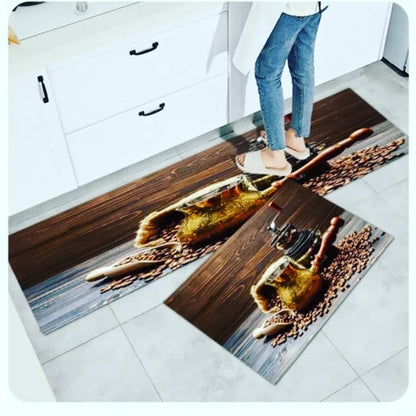 Tapis de cuisine en caoutchouc 2 pièces