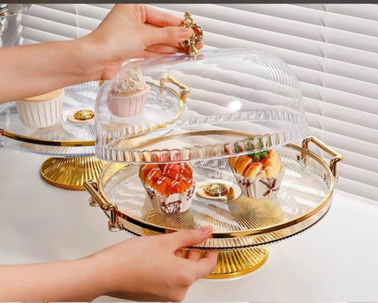 Plateau Transparent à Pâtisserie/Nourriture avec Couvre