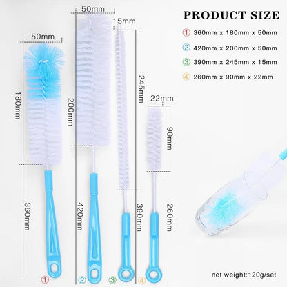 Set de brosses de nettoyage à long manche 4 pièces