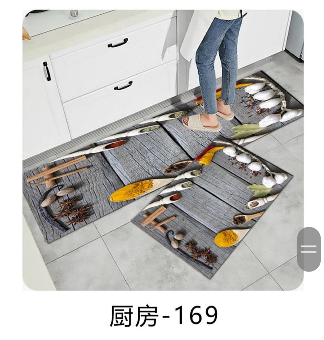 Tapis de cuisine en caoutchouc antidérapants 2 pièces