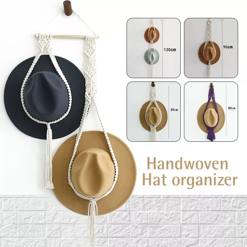 Organisateur de chapeaux suspendu en coton Boho