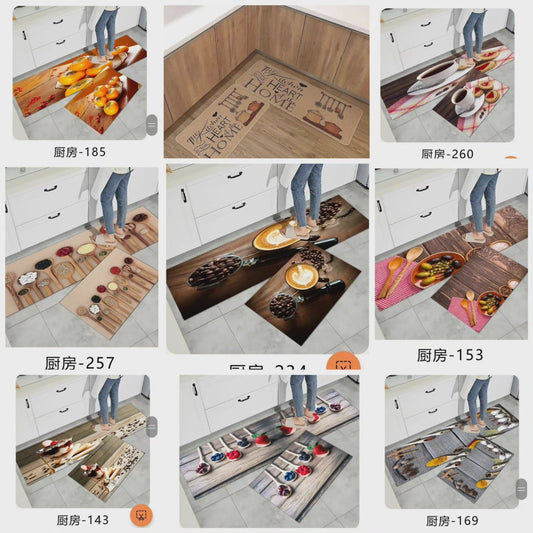 Tapis de cuisine en caoutchouc antidérapants 2 pièces
