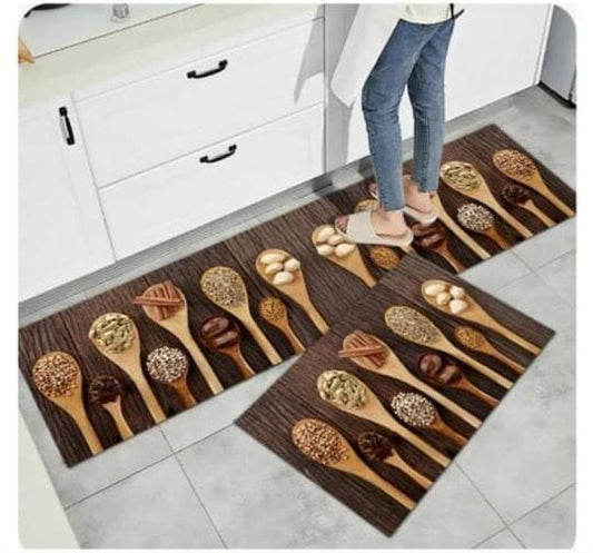 Tapis de cuisine en caoutchouc 2 pièces