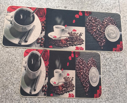 Tapis de cuisine en caoutchouc antidérapants 2 pièces