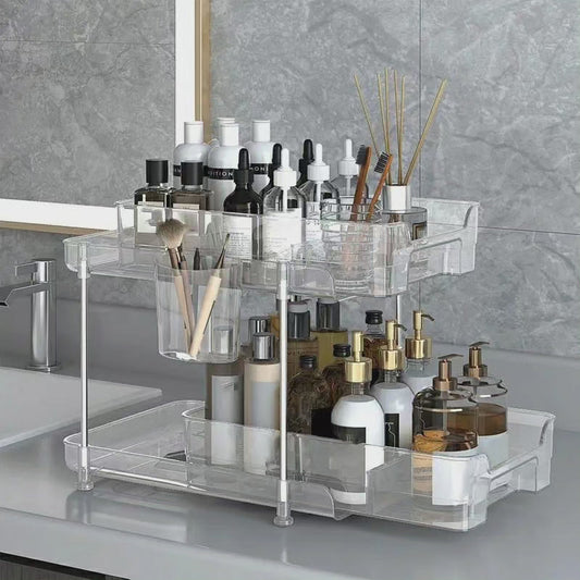 Plateau d'organisation multifonctionnel transparent à 2 niveaux