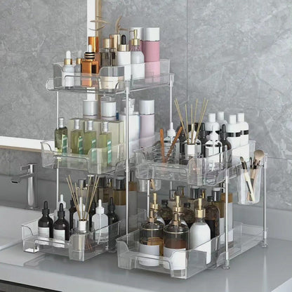 Plateau d'organisation multifonctionnel transparent à 2 niveaux