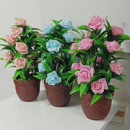 Fleur en plastique artificielle Rose plante fausse Fleur en pot Rose