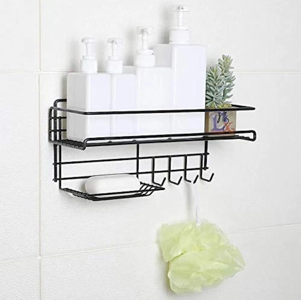 Étagère de salle de bain autoadhésive rectangulaire
