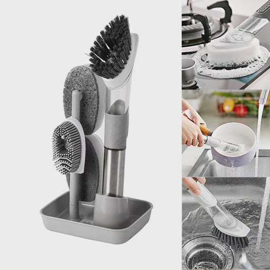 Set de brosses à ustensiles de cuisine avec 4 têtes de rechange