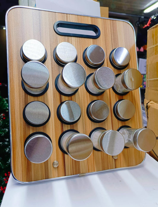 Ensemble de 17 pots à épices avec support
