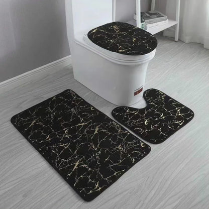 Tapis de salle de bain 3 pièces à motif marbré