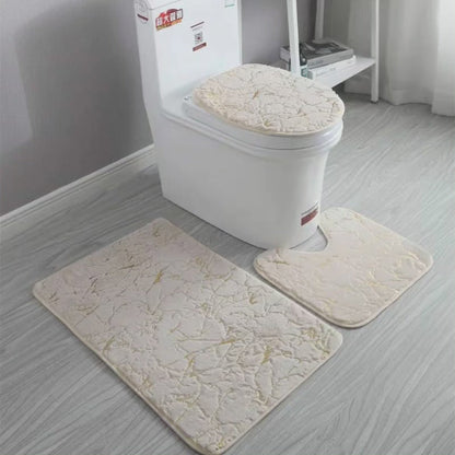 Tapis de salle de bain 3 pièces à motif marbré
