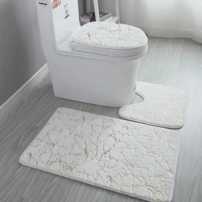 Tapis de salle de bain 3 pièces à motif marbré