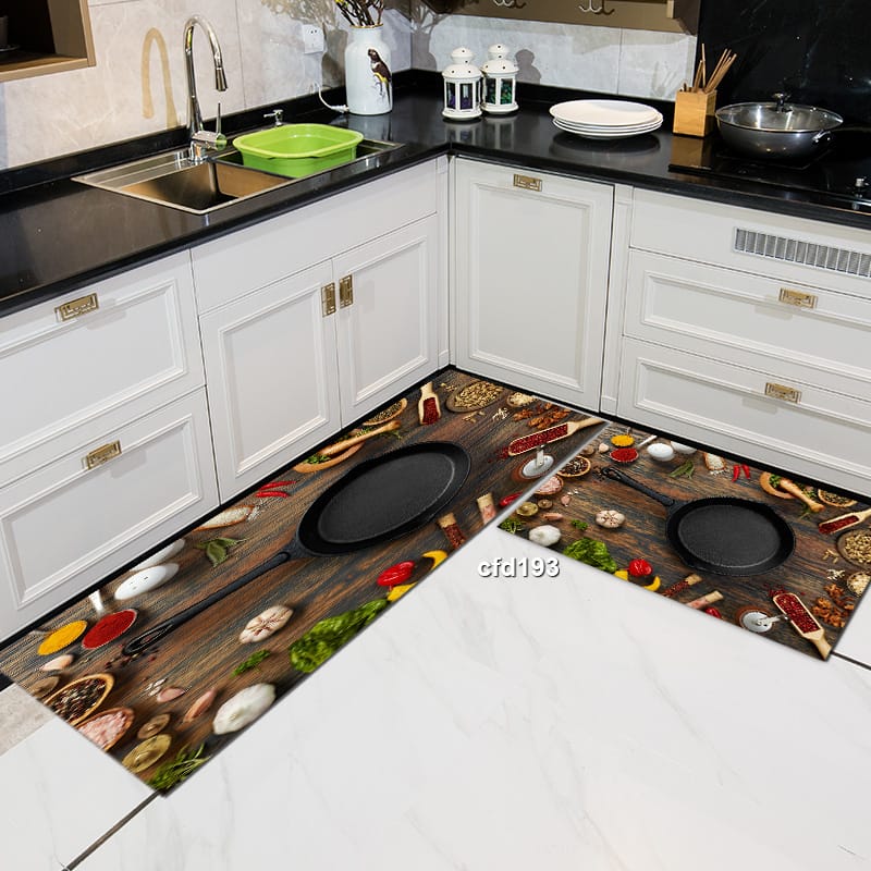 Tapis de cuisine 2 pcs avec dessous en caoutchouc super antidérapant