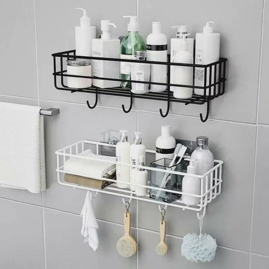 Organisateurs de salle de bain métalliques avec crochets