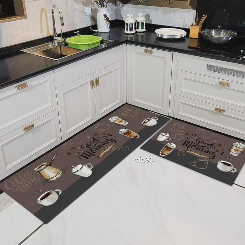 Tapis de cuisine 2 pcs avec dessous en caoutchouc super antidérapant