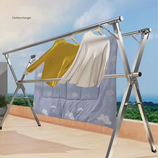 Cintre à vêtements pliable en acier inoxydable pour intérieur/balcon
