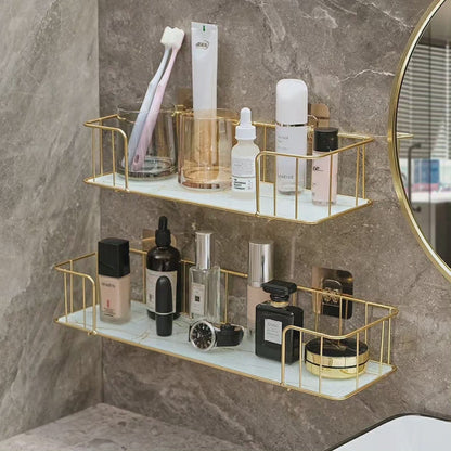 Étagère de salle de bain avec verre en marbre