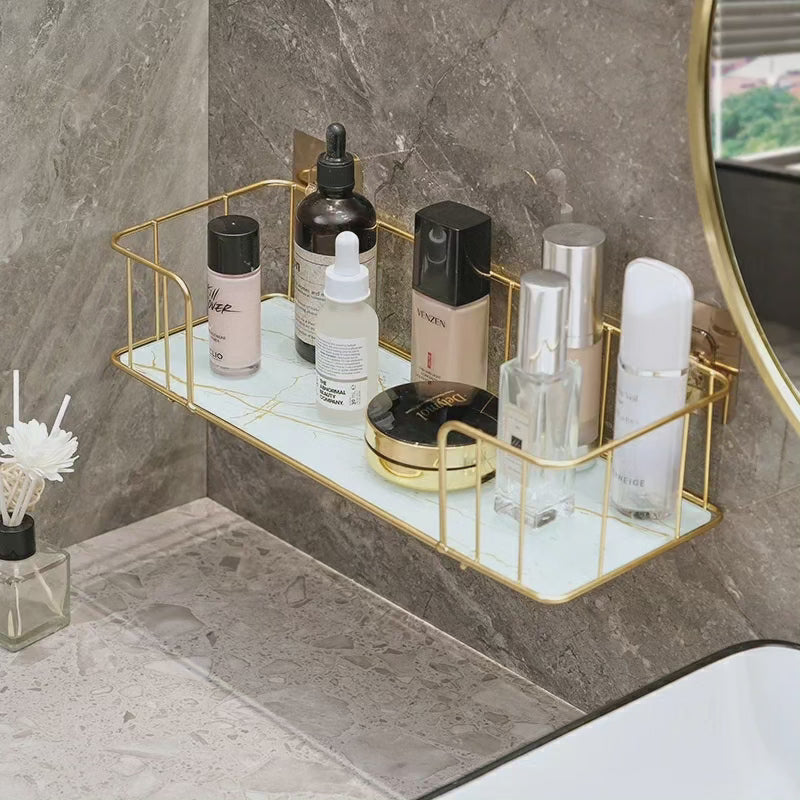 Étagère de salle de bain avec verre en marbre