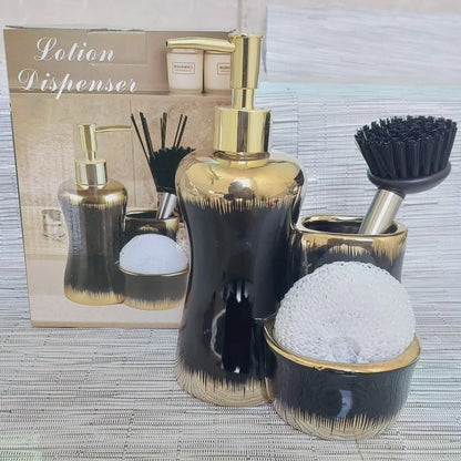 Distributeur de savon avec support pour pinceaux de maquillage