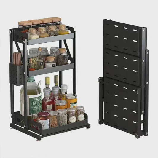 Support à épices multifonctionnel pliable 3 niveaux / Étagère de rangement