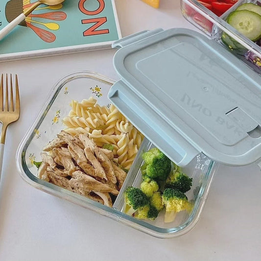 Boîte à lunch en verre compartimentée