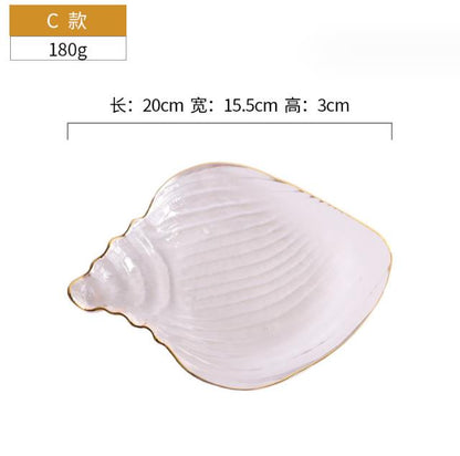 Plates à dessert en verre créatif en forme de coquillage