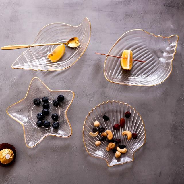 Plates à dessert en verre créatif en forme de coquillage