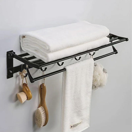 Support de Serviette de Salle de Bain Métallique Noir 50 cm