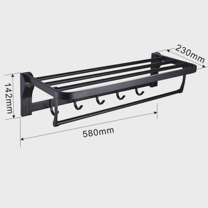 Support de Serviette de Salle de Bain Métallique Noir 50 cm