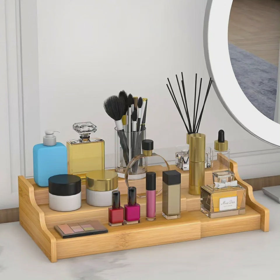 Étagère en bambou extensible à 3 niveaux