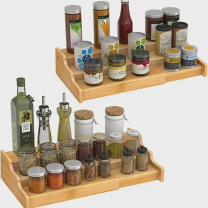 Étagère en bambou extensible à 3 niveaux