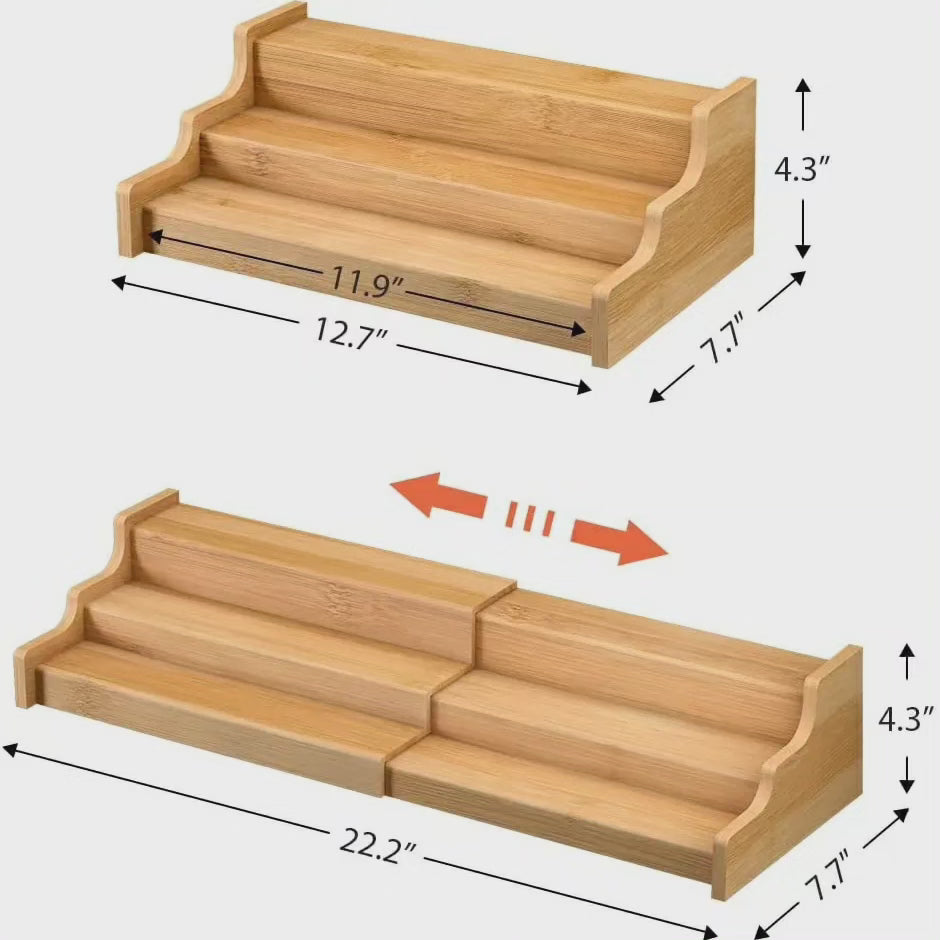 Étagère en bambou extensible à 3 niveaux
