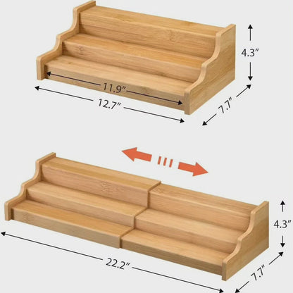 Étagère en bambou extensible à 3 niveaux