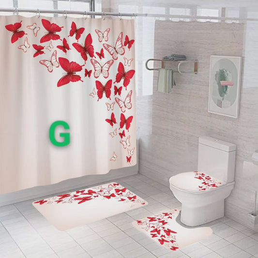 Ensemble de rideau de douche 4 pièces avec tapis