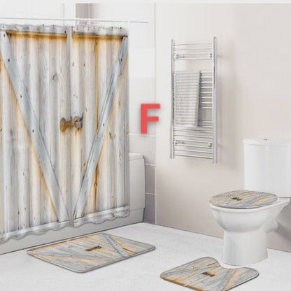Ensemble de rideau de douche 4 pièces avec tapis